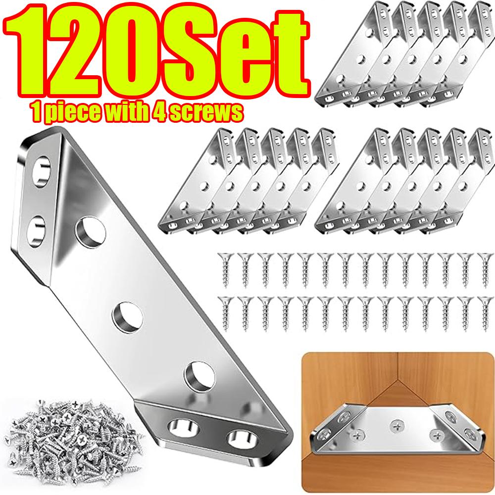 Furniture Hardware Fixing Screws - 1-120세트 가구 코너 커넥터 스테인레스 스틸