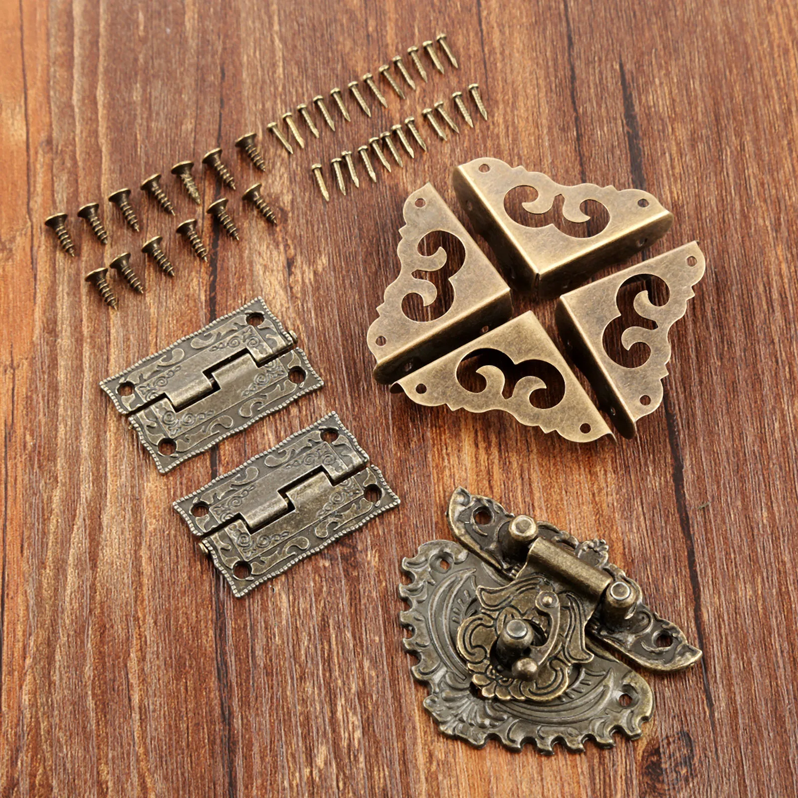Furniture Hardware Hinges - 7 개/대 골동품 청동 자물쇠 래치