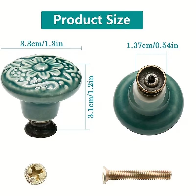 12개 세라믹 캐비닛 손잡이, 꽃무늬 디자인, 내구성이 - Furniture Joint Hardware 리뷰 및 가격