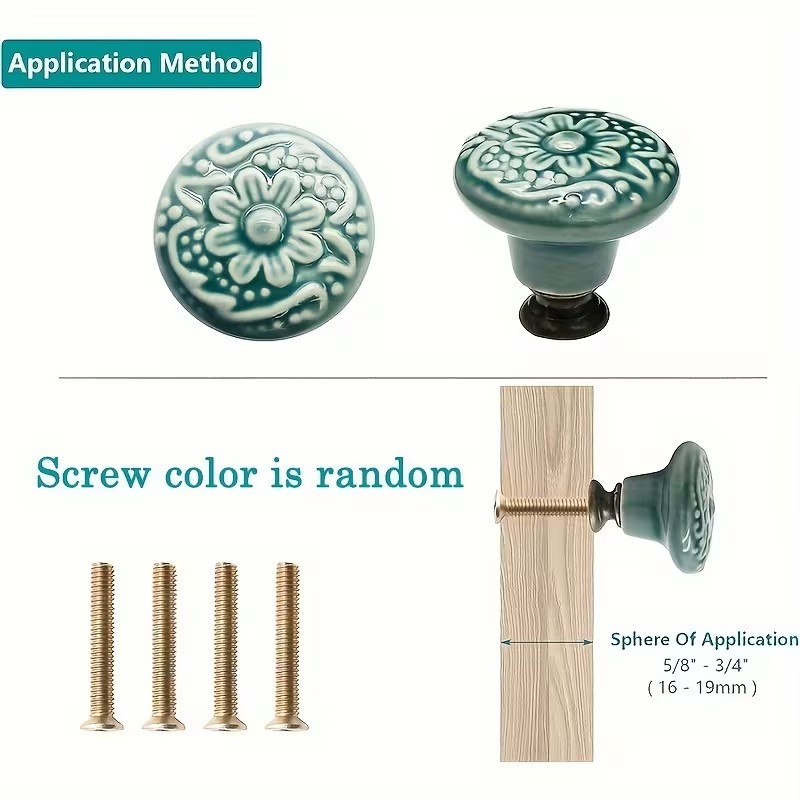 12개 세라믹 캐비닛 손잡이, 꽃무늬 디자인, 내구성이 - Furniture Joint Hardware 리뷰 및 가격
