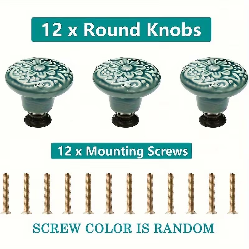 12개 세라믹 캐비닛 손잡이, 꽃무늬 디자인, 내구성이 - Furniture Joint Hardware 리뷰 및 가격