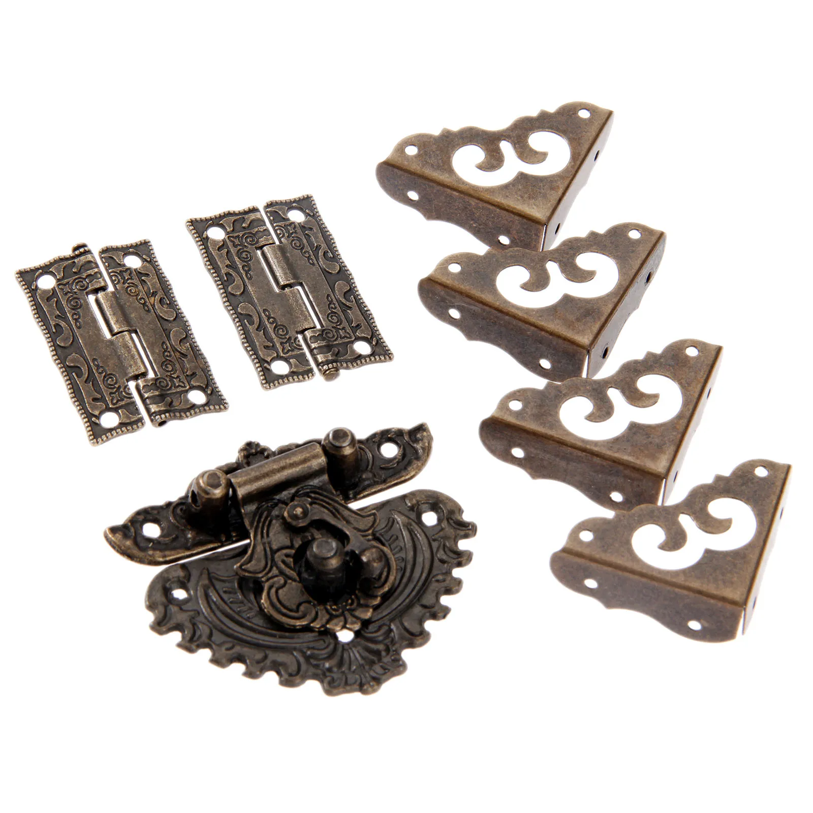 7 개/대 골동품 청동 자물쇠 래치 Hasp + 힌지  - Furniture Hardware Hinges 리뷰 및 가격