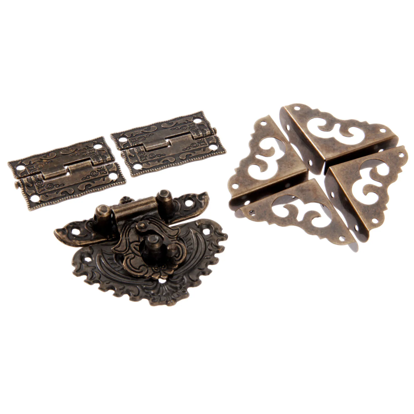 7 개/대 골동품 청동 자물쇠 래치 Hasp + 힌지  - Furniture Hardware Hinges 리뷰 및 가격