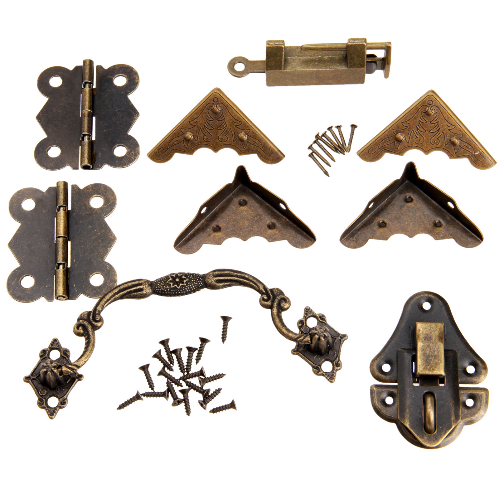 9 개/대 가구 피팅 중국어 황동 하드웨어 골동품 나무 - Furniture Hardware Hinges 리뷰 및 가격