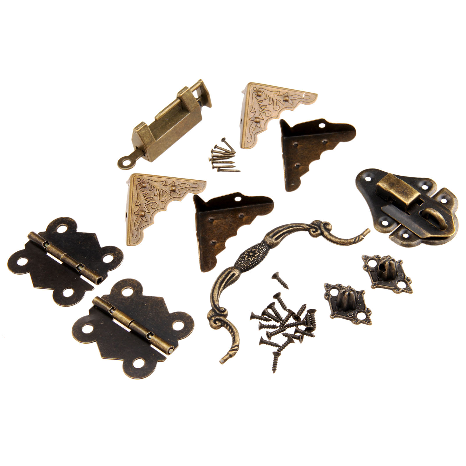 9 개/대 가구 피팅 중국어 황동 하드웨어 골동품 나무 - Furniture Hardware Hinges 리뷰 및 가격