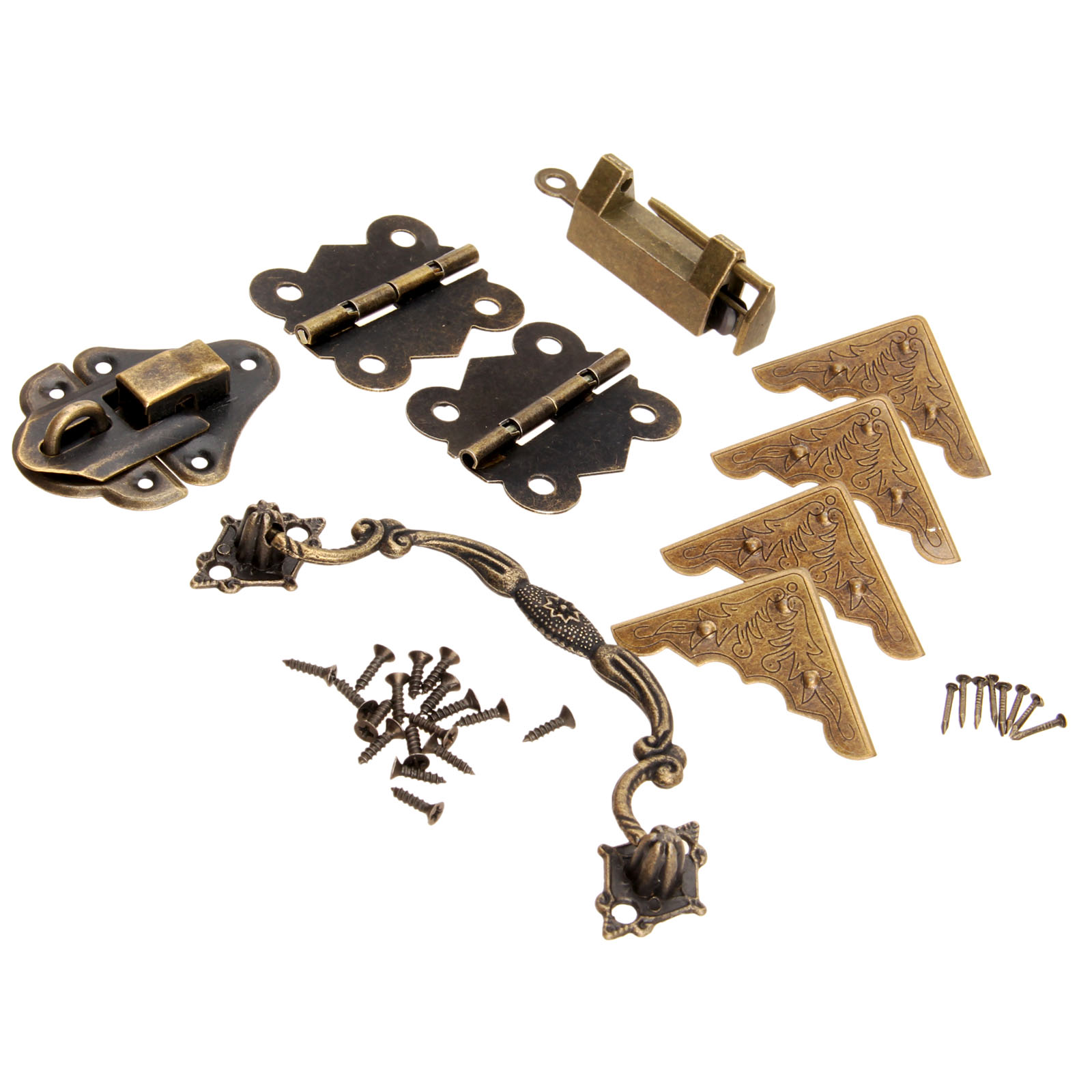 9 개/대 가구 피팅 중국어 황동 하드웨어 골동품 나무 - Furniture Hardware Hinges 리뷰 및 가격
