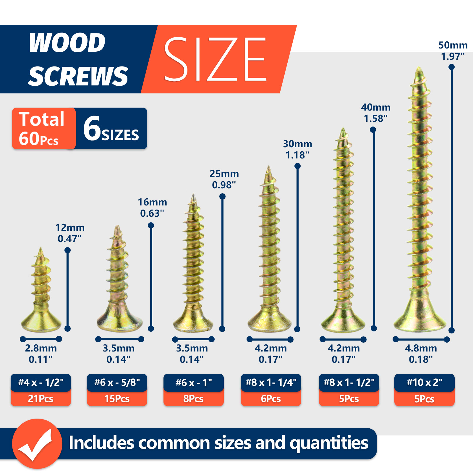고경도 목재 나사 키트(6가지 크기 60개) - 필립스 - Furniture Hardware Fixing Screws 리뷰 및 가격